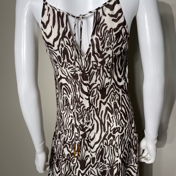 Lilly PULITZER White Brown Angel Maxi Halter Dress Sz S Zebra Animal Print Beach - Picture 9 of 16